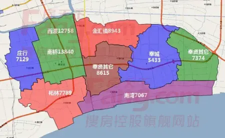 上海17区县板块二手房价格地图出炉