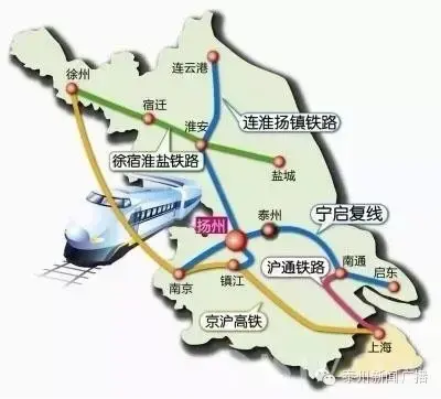 再连接泰州火车站,经过高港,泰兴,靖江,然后接到江阴,常州,与沪宁高铁