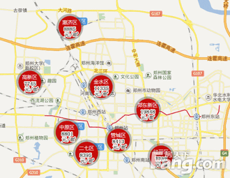 2015新郑州区域房价地图曝光图片