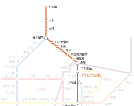 广州地铁3号线延长线最新线路图
