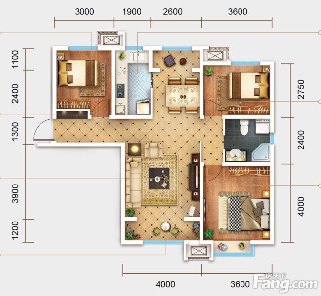 中国铁建国际城121平米高层3室2厅1卫1厨