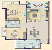 D2D户型二房二厅一卫 85.41㎡