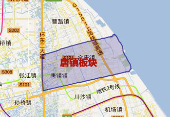 外环高速 东:东海 南:川杨河 定位:唐镇新市镇与川沙新城,曹路新市镇